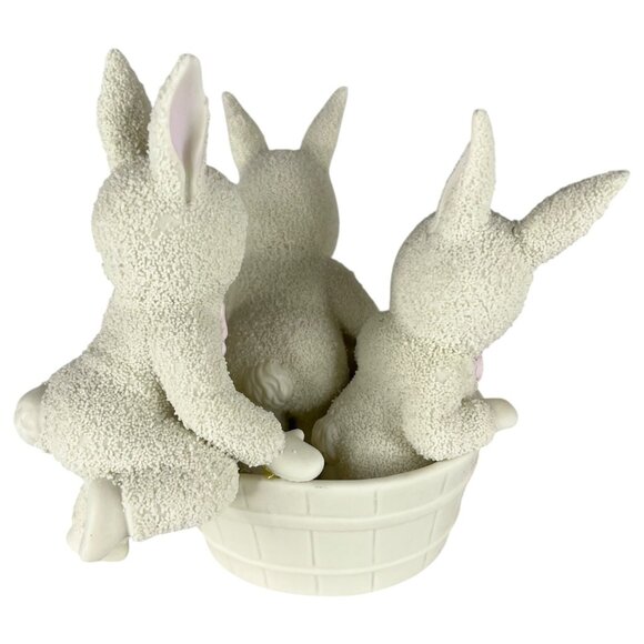 1995 Dept 56 Snowbunnies Figurine Rub A Dub Dub 3 Bunnies In A Tub Easter Egg - Picture 5 of 10